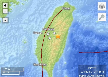 组图:台湾南投县发生6.1级地震 921地震后最大